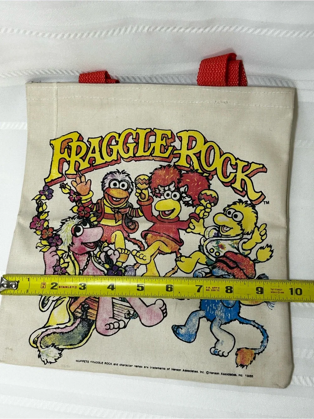 Vintage 1985 Henson Fraggle Rock Muppets Tote Bag Graphic Red Yellow Orange